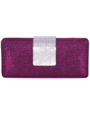 C028 Rose Glitering Evening Clutch with Rhinestone Clip - Rose, Front View Thumbnail