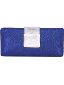 Royal Blue Glitering Evening Clutch with Rhinestone Clip