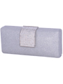 C028 Silver Glitering Evening Clutch with Rhinestone Clip - Silver, Alt View Thumbnail