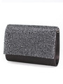 C033 Rhinestone Studded Face Evening Clutch - Black, Front View Thumbnail