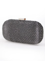 C039 Sparkling Oval Hard Shell Evening Clutch - Black, Front View Thumbnail