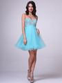 C1033 Strapless Sweetheart Homecoming Dress - Mint, Front View Thumbnail
