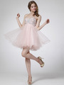 C1033 Strapless Sweetheart Homecoming Dress - Pink, Front View Thumbnail