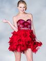 C11894 Red Sweetheart Short Prom Dress - Red, Front View Thumbnail
