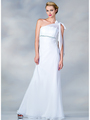 C1294 One Shoulder Chiffon Evening Dress - Off White, Front View Thumbnail