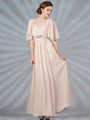 C1295 Flutter Sleeve Mother of the Bride Dress - Champagne, Front View Thumbnail