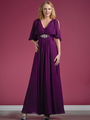 C1295 Flutter Sleeve Mother of the Bride Dress - Eggplant, Front View Thumbnail