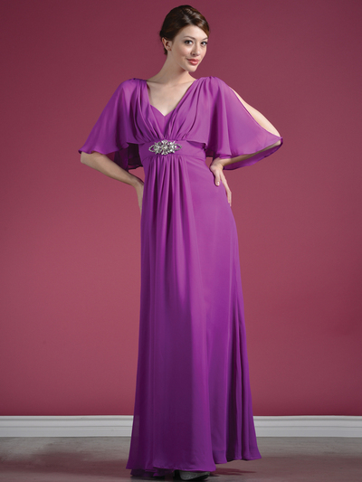 C1295 Flutter Sleeve Mother of the Bride Dress - Light Purple, Front View Medium