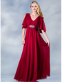 C1295 Flutter Sleeve Mother of the Bride Dress - Red, Front View Thumbnail