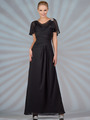 C1299 Chiffon Sleeves Evening Dress - Black, Front View Thumbnail