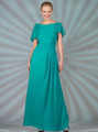 C1299 Chiffon Sleeves Evening Dress - Jade, Front View Thumbnail