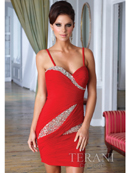 Pleated and Jewled Cocktail Dress By Terani