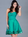 C1360 Pleated Cocktail Dress - Jade, Front View Thumbnail