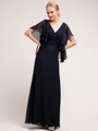 C1459 V neck chiffon A line Evening Dress - Black, Front View Thumbnail