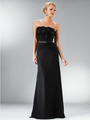C1468 Strapless Wrap Waist Evening Dress - Black, Front View Thumbnail