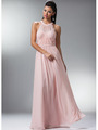 C1469 Illusion Evening Dress - Blush, Front View Thumbnail