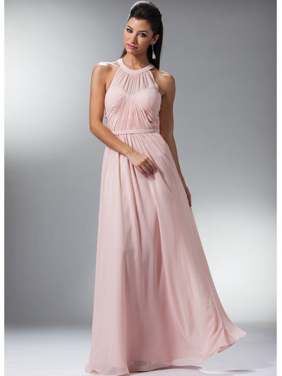 C1469 Illusion Evening Dress - Blush, Front View Medium