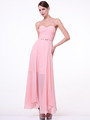C1472 Strapless Pleated Sweetheart Evening Dress - Blush, Front View Thumbnail