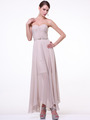 C1472 Strapless Pleated Sweetheart Evening Dress - Champagne, Front View Thumbnail