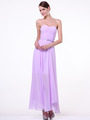 C1472 Strapless Pleated Sweetheart Evening Dress - Lilac, Front View Thumbnail
