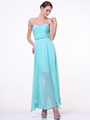 C1472 Strapless Pleated Sweetheart Evening Dress - Mint, Front View Thumbnail