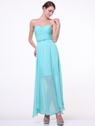 C1472 Strapless Pleated Sweetheart Evening Dress - Mint, Front View Medium