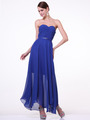 C1472 Strapless Pleated Sweetheart Evening Dress - Royal, Front View Thumbnail