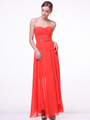C1472 Strapless Pleated Sweetheart Evening Dress - Tangerine, Alt View Thumbnail
