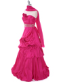 C1608 Fuschia Taffeta Prom Evening Gown - Fuschia, Alt View Thumbnail