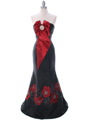 C1801 Black/Red Print Evening Dress - Print, Front View Thumbnail
