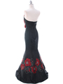 C1801 Black/Red Print Evening Dress - Print, Back View Thumbnail