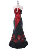Black/Red Print Evening Dress