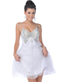 C1834 Off White Butterfly Short Prom Dress - Off White, Front View Thumbnail