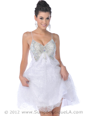 C1834 Off White Butterfly Short Prom Dress, Off White