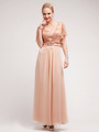 C1933 Embroidery Sequin Mother of the Bride Dress - Champagne, Front View Thumbnail