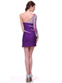 C1978 One Sleeve Beaded Cocktail Dress - Purple, Back View Thumbnail
