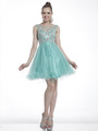 C27 Embellished Tulle Fit & Flare Homecoming Dress - Mint, Front View Thumbnail