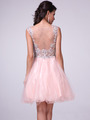 C27 Embellished Tulle Fit & Flare Homecoming Dress - Peach, Back View Thumbnail