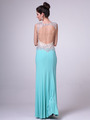 C28 Sleeveless V-Neck Evening Dress with Slit - Mint, Back View Thumbnail