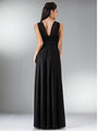 C3914 Empire Waist Mesh Overlay Top Evening Dress - Black, Back View Thumbnail