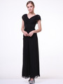 C3974 Wide Shoulder Evening Dress - Black, Front View Thumbnail