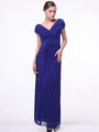 C3974 Wide Shoulder Evening Dress - Royal Blue, Front View Thumbnail