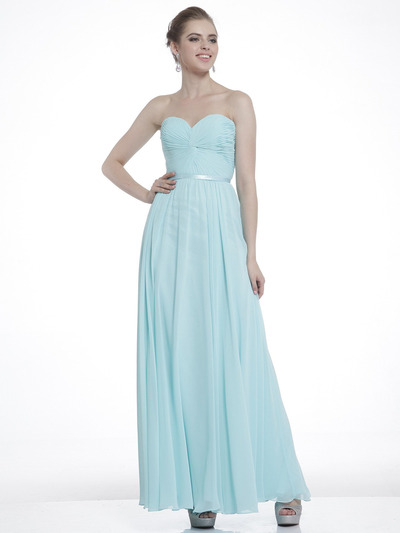 C7455 Strapless Sweetheart Prom Dress with Ribbon - Mint, Front View Medium
