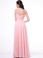 C7461 Pleated Bodice Bridesmaid Dress - Blush, Back View Thumbnail