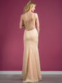 C7697 One Shoulder Sequin Design Evening Dress - Champagne, Back View Thumbnail