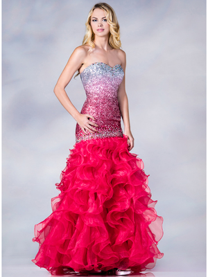 C7698 Dual Tone Hot Pink Mermaid Prom Dress, Hot Pink
