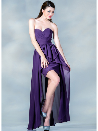 C7751B Sweetheart High-Low Cocktail Dress - Eggplant, Front View Medium