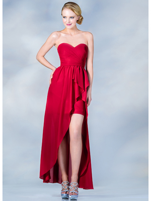 C7751B Sweetheart High-Low Cocktail Dress, Red