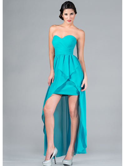 C7751B Sweetheart High-Low Cocktail Dress - Turquoise, Front View Medium