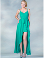 C7751 V-Neckline High Low Dress - Jade, Front View Thumbnail